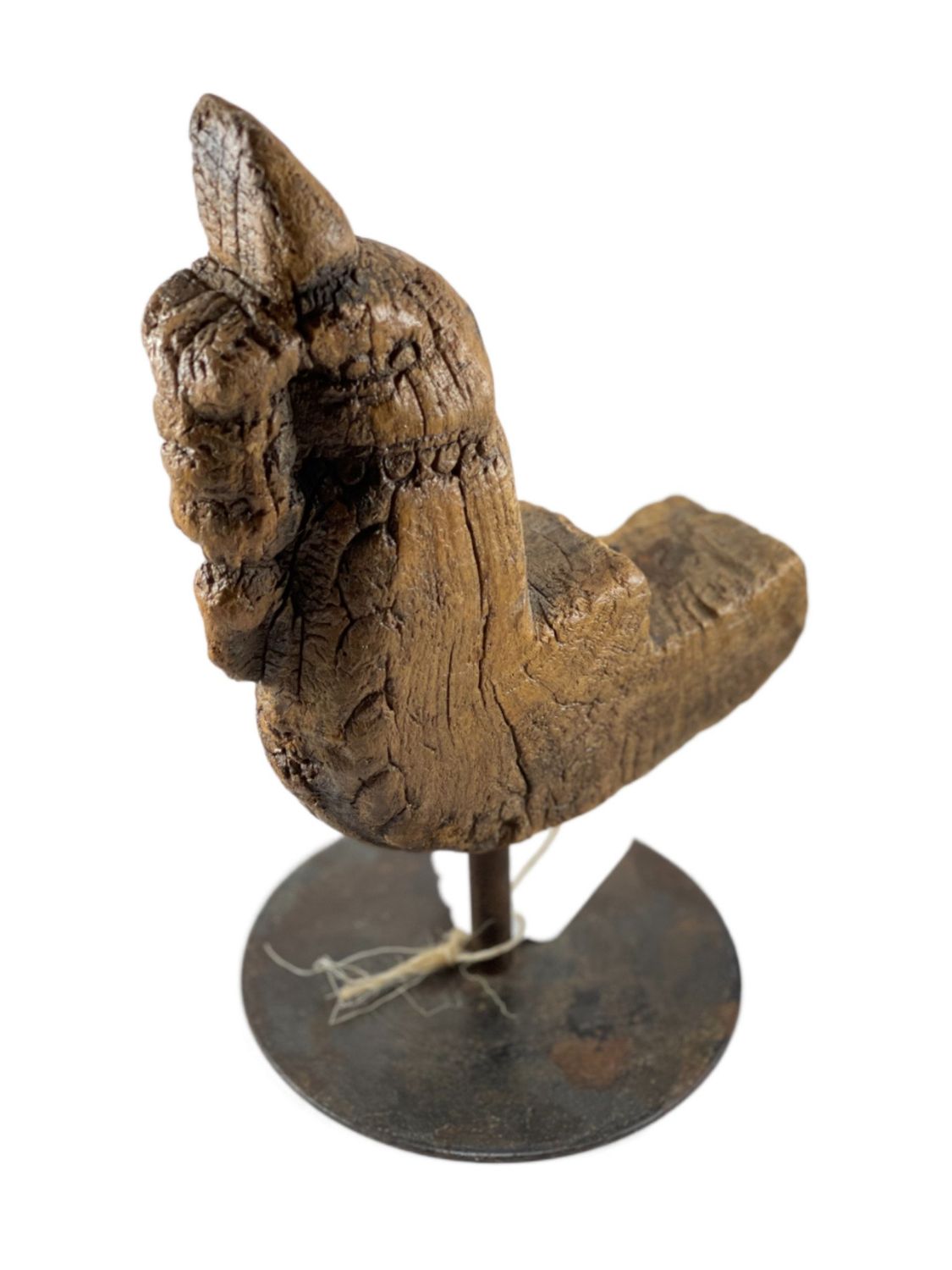 ART WOOD HORSE FACE W/IRON STAND