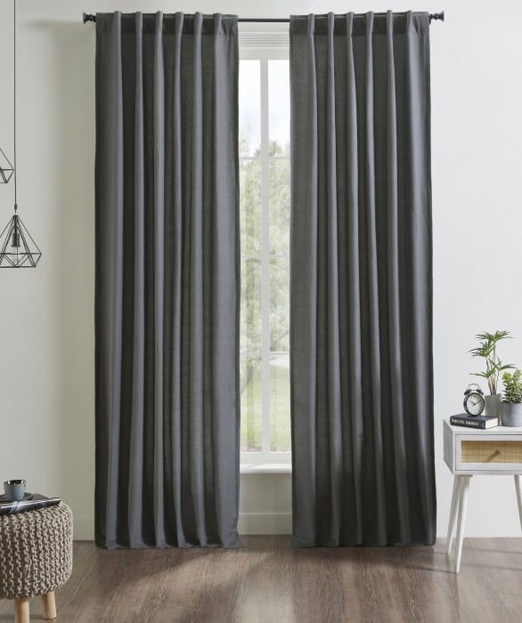 51&quot;x 96&quot;, Pewter, Linen Cotton Panels, Lined Rod Pkt Back  Tabs