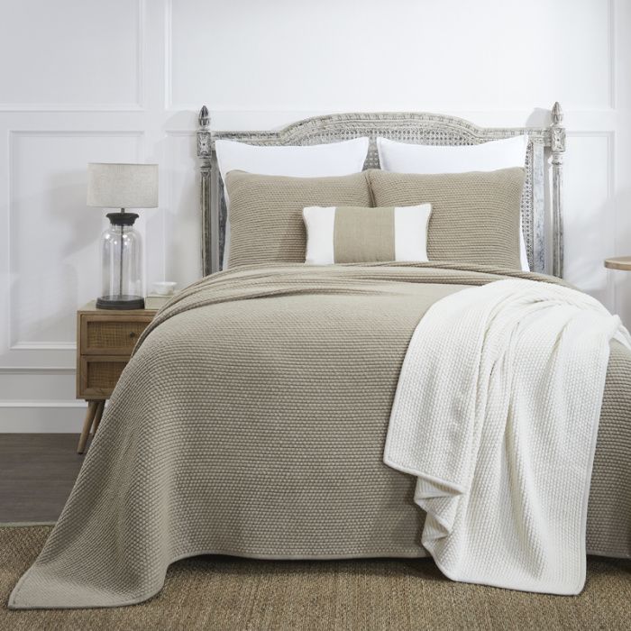 92&quot;W x 96&quot;L, Natural, Mandalay Popcorn Queen Coverlet