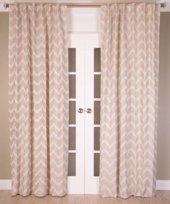 52&quot; x 96&quot;, Natural, Cotton Linen Chevron Design Panel, Lined,  Rod Pkt Back Tabs