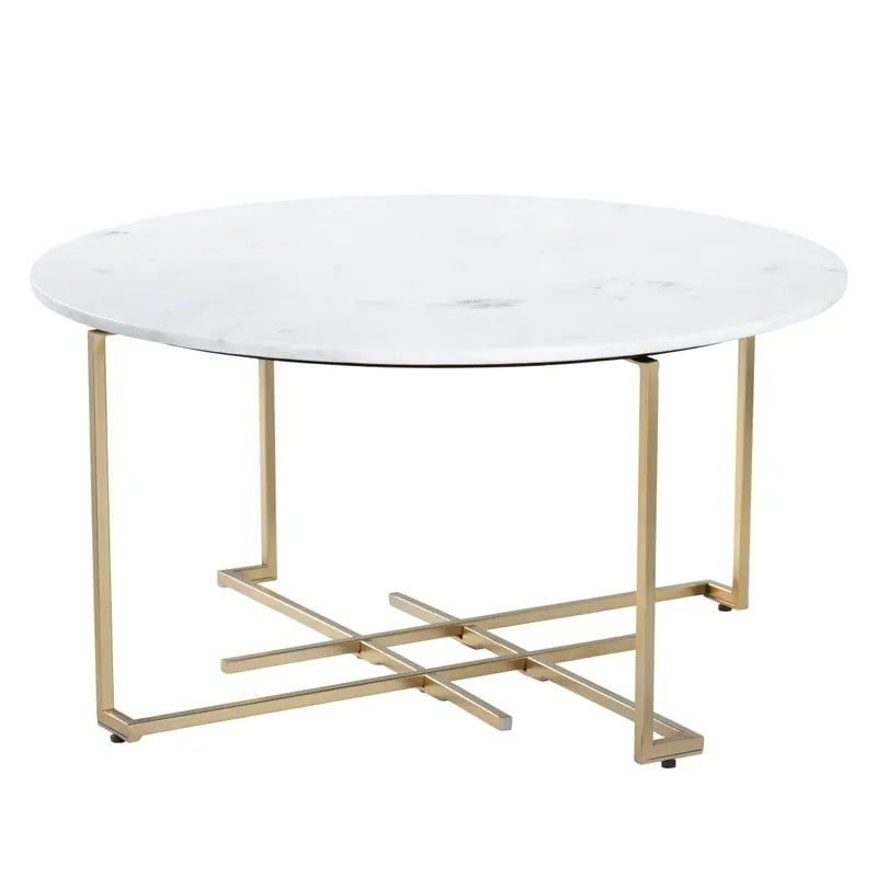36X36X18&quot; IRON+MARBLE ROUND COCKTAIL
