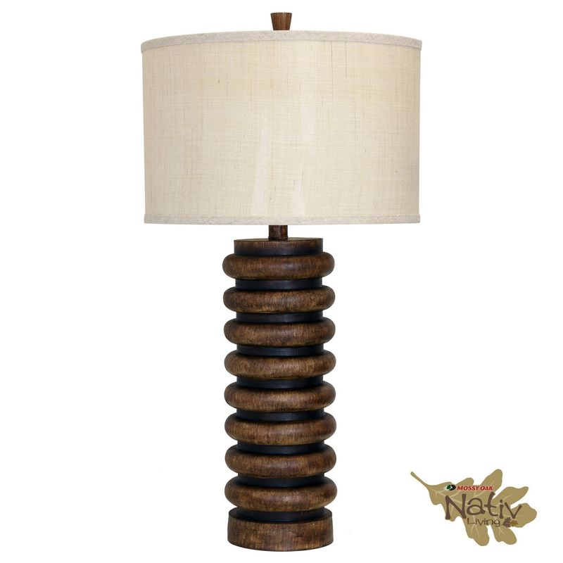 Ribbed Faux Wood Table Lamp