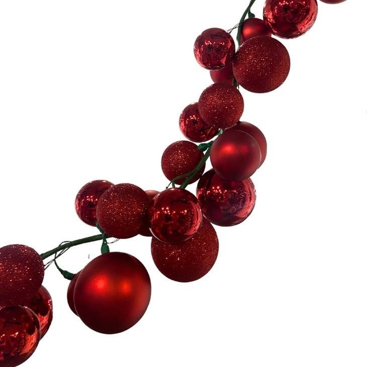 70.8&#39;&#39; Christmas Balls Garland (Red Shiny,Red Matte,Red Glit