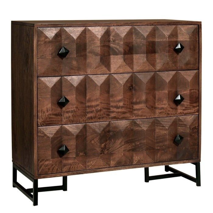PYRAMID THREE DRAWER CHEST  36IN X 34IN X 16IN