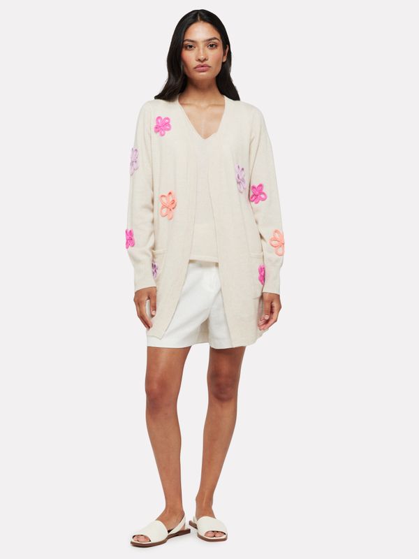 Flower Pop Cardi Ant. White