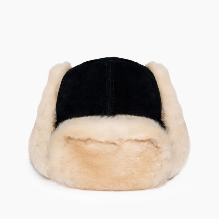 Sheepskin Bomber Hat, Color: Black, Size: Small