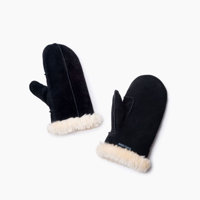 Sheepskin Mittens, Color: Black, Size: Small