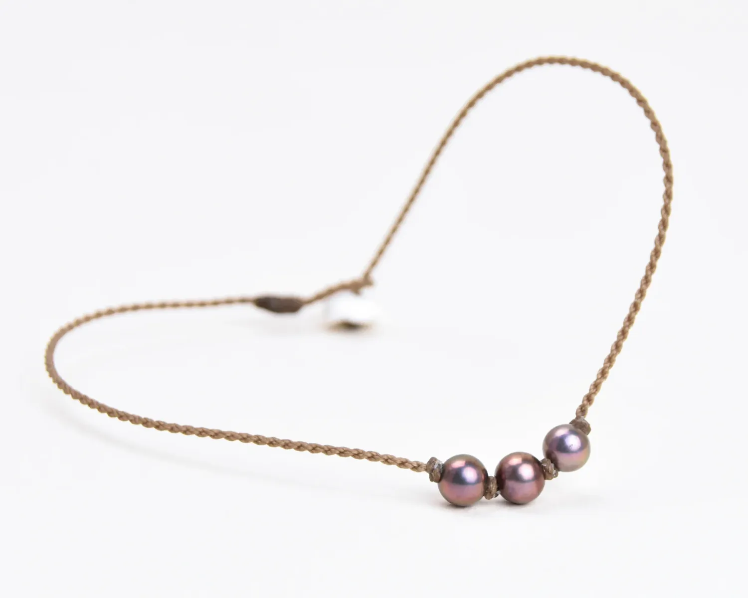 Tiny Triple Anklet, Color: Peacock Pearl