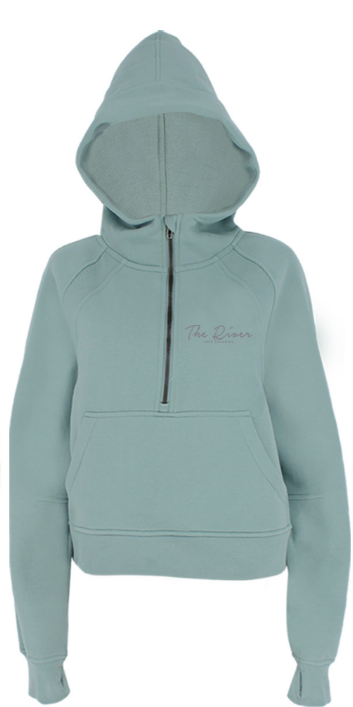 Half Zip Scuba Hoodie, Size: S/M, Color: Sage
