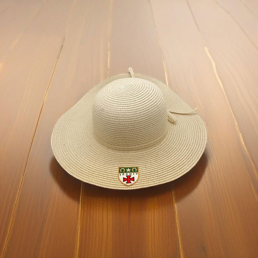 Woven Sun Hat with Green Shield - Womens