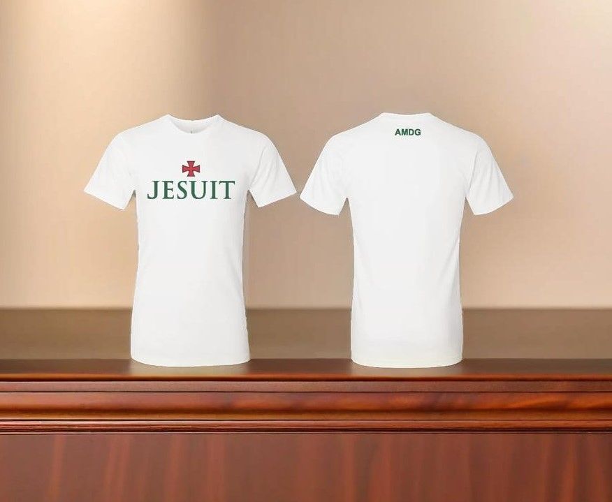Blank White T-Shirt + Jesuit, Size: Small