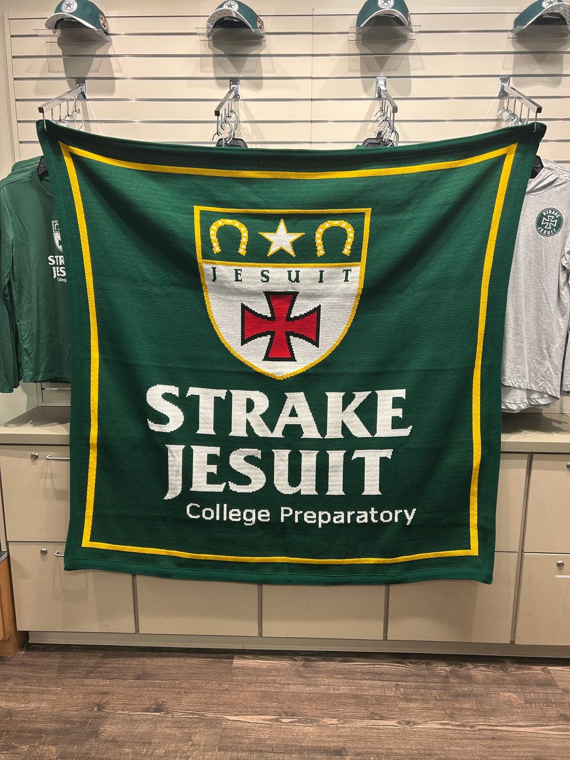 Logo Knit - Wool Knit Strake Jesuit Blanket 63&quot;x63&quot;