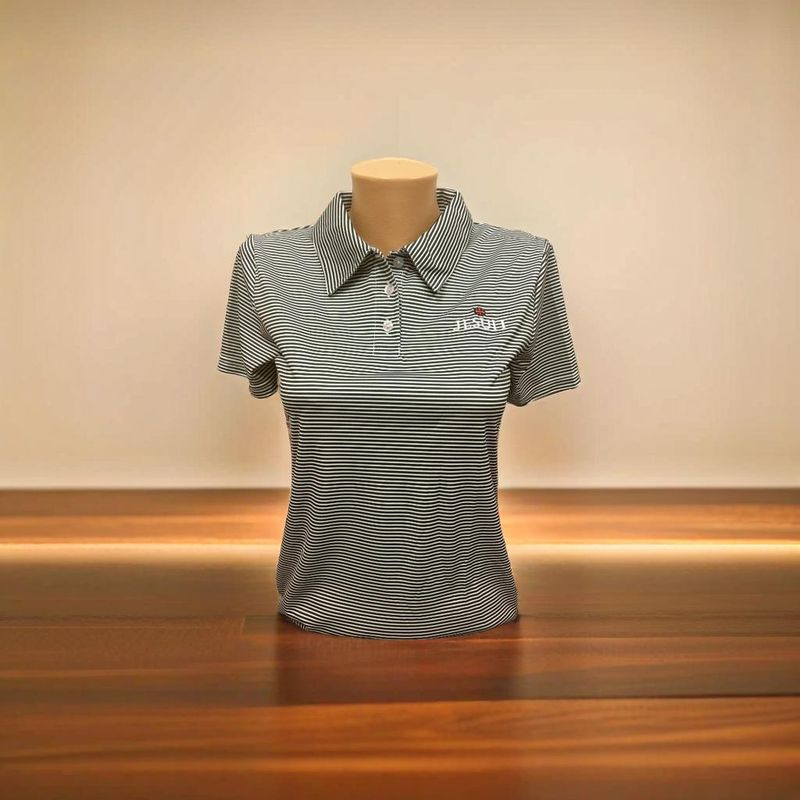 Stripe Ladies Polo Strake Jesuit Embroidered