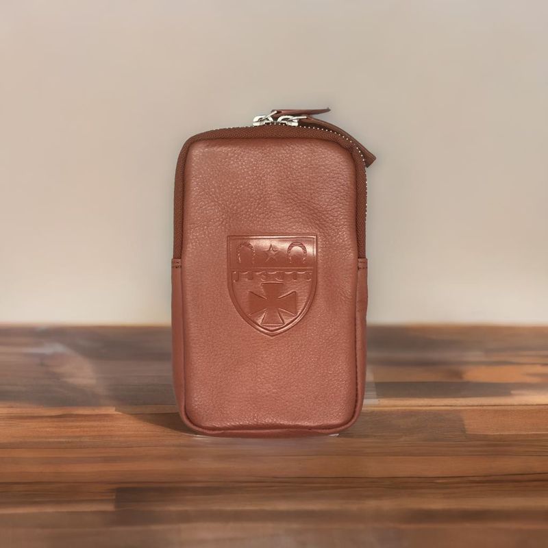 Leather Cross Body Cellphone Case Cognac w/Strap