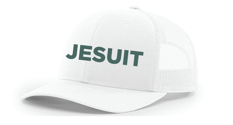 Jesuit Bold Embroidery Solid White Hat