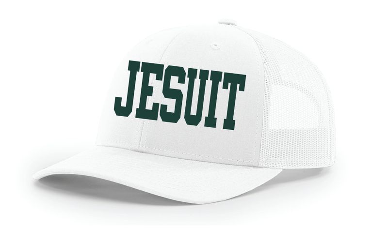 Jesuit Bold Stitch Emboridery Hat - White/Green