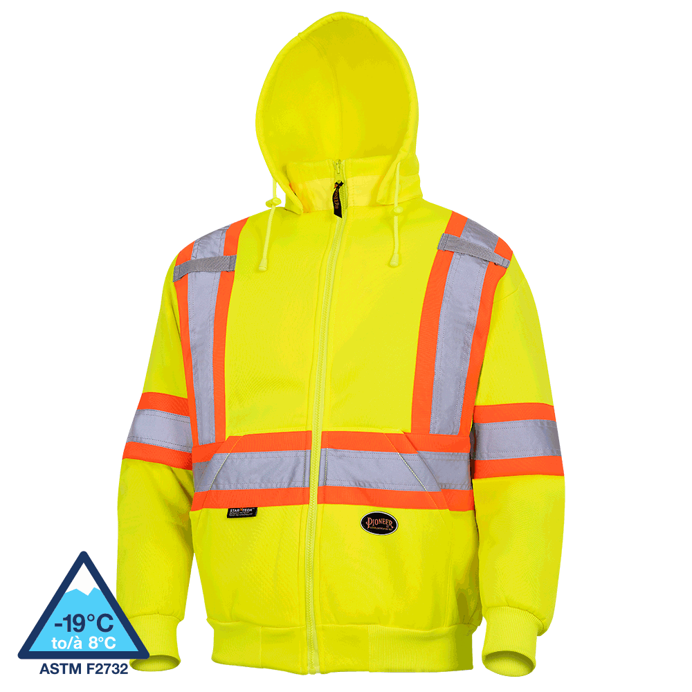Hi-vis polyester fleece hoodie, Color: Yellow, Size: XS