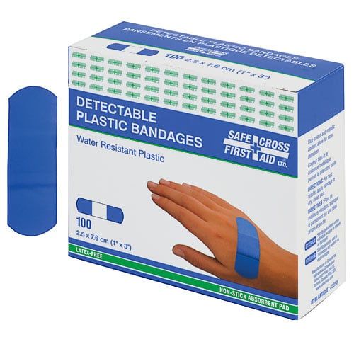 Plastic Detectable Bandages 2.5X7.6 cm, 100&#39;s