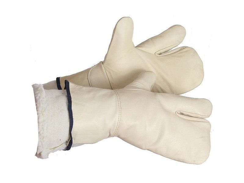"Bonfire" 1-Finger Leather Mitt, Pile-Lined