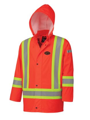 FR PU Rain Jacket, FR Tape CSA -Z96-09..Orange FR PU Rain Jacket, FR Tape CSA -Z96-09..Orange