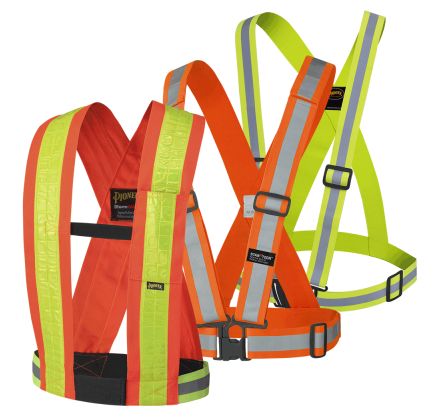 Hi-Viz Safety Sash 4Pt Tearaway 2" Elastic w/ Adjustable Chest/Waist Straps