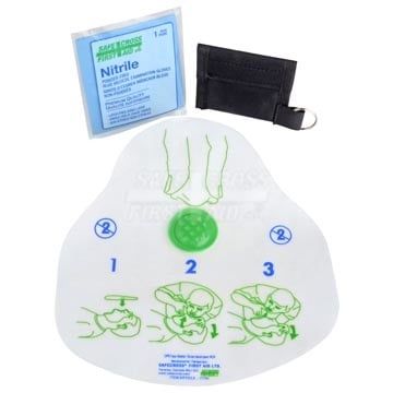 CPR Face Shield, In Nylon Pouch Small, w/1 PairNitrile Gloves