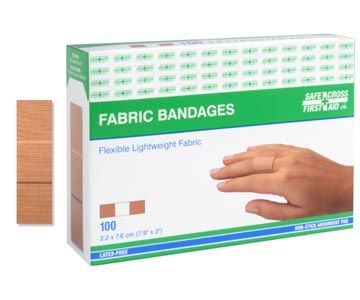 Fabric Bandages, 2.2 x 7.6 cm, Lightweight, 100's Fabric Bandages, 2.2 x 7.6 cm, Lightweight, 100's
