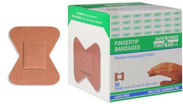 Fabric Bandages, Fingertip Small, 4.4 x 5.1 cm, Heavyweight, 50's