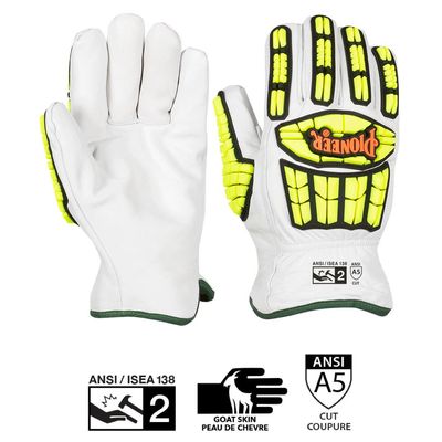 Cut and Impact-Resistant Goatskin Driver's-Style Gloves (Pair) with TPR - Level A5