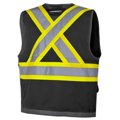 Hi-Vis Mesh-Back Surveyor's Safety Vest - Black
