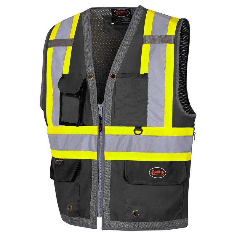 Hi-Vis Mesh-Back Surveyor's Safety Vest - Black