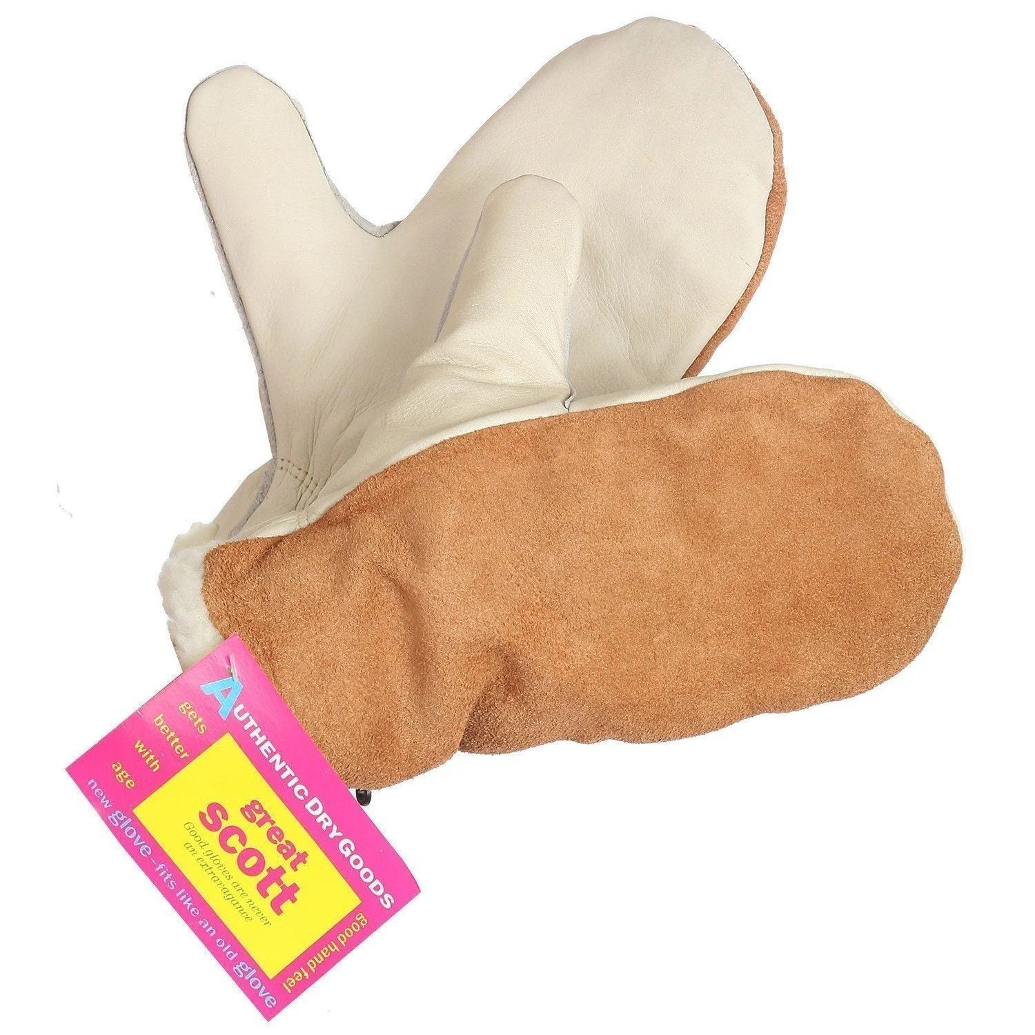 &#39;&#39;Great Scott&#39;&#39; Grain Palm Split Back Boa Lined Mitt