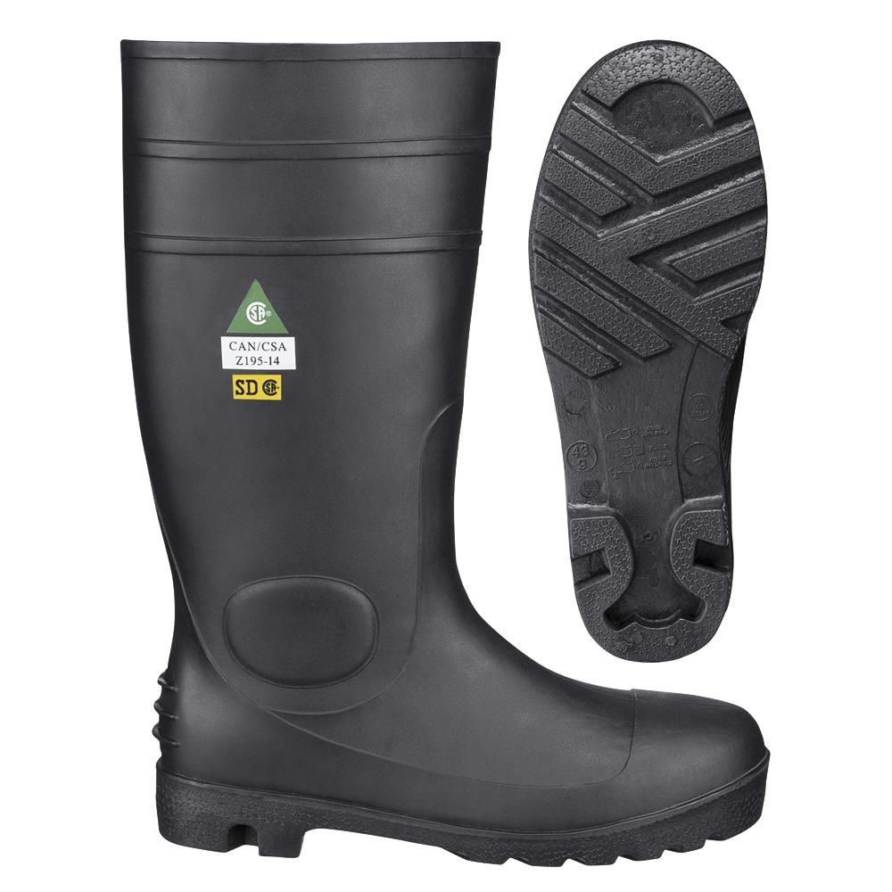 Black PVC Steel Toe/Plate Boot