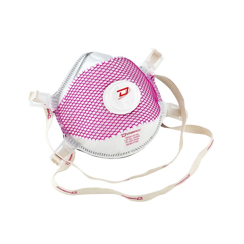 Dispoable Particulate Respirator, P100, with exhalation valve, closed cell foam face seal, adjustable strap