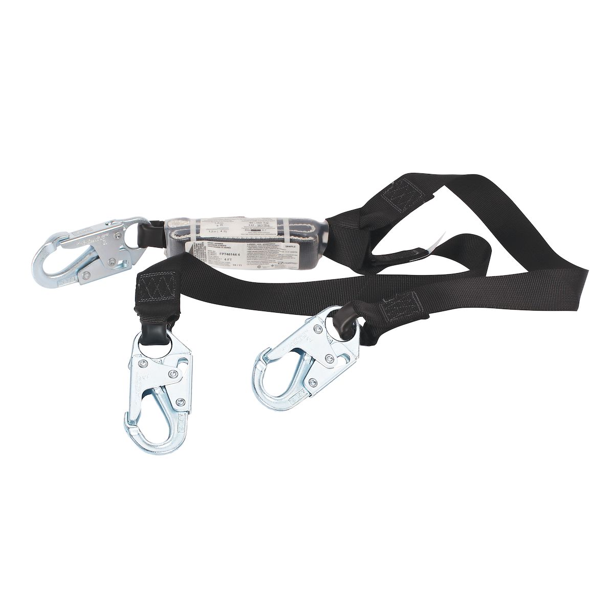 Dyna-ONE™ Polyester Fixed and Continuous Y-Lanyard with Energy Absorber and Two Snap Hook Connectors - 1.75&quot;