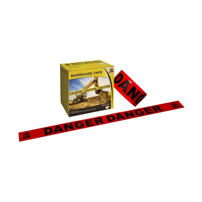 Red Danger Tape 3&quot;x 1000ft in dispenser box