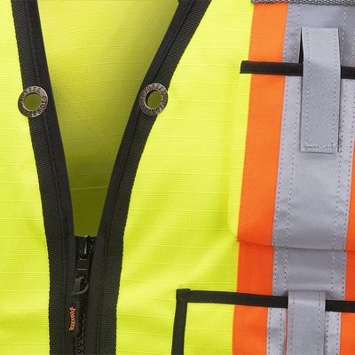 Hi-Vis 1200D Oxford Poly Surveyor's Safety Vest - Zipper Closure