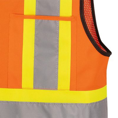 Hi-Vis Zip Front Bi-Colour Safety Vest - Hi-Vis Orange