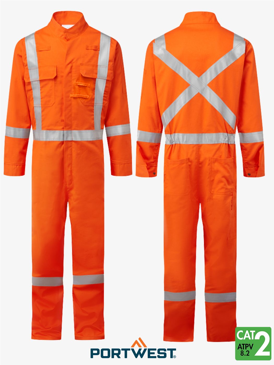 Hi-Vis Orange Coverall Class 3 Level with 2&quot; strip-7oz FR Coverall