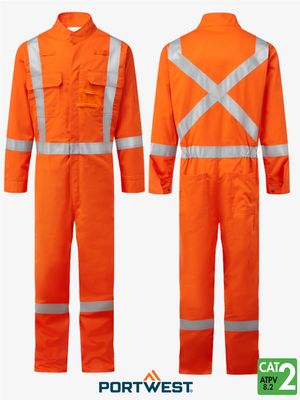 Hi-Vis Orange Coverall Class 3 Level with 2" strip-7oz FR Coverall