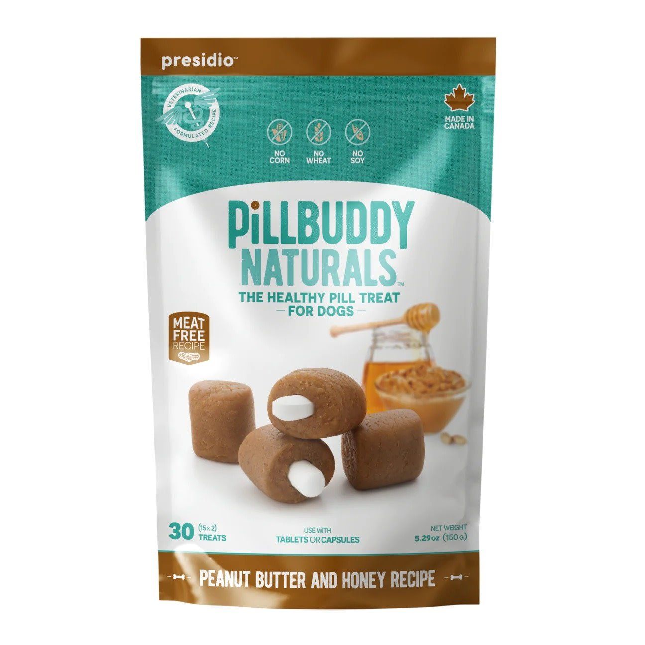 PRESIDIO PILL BUDDY NATURALS PEANUT &amp; HONEY 150G