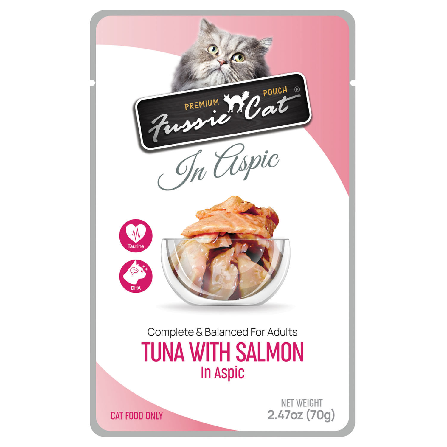 FUSSIE CAT TUNA/SALMON POUCH 2.47OZ