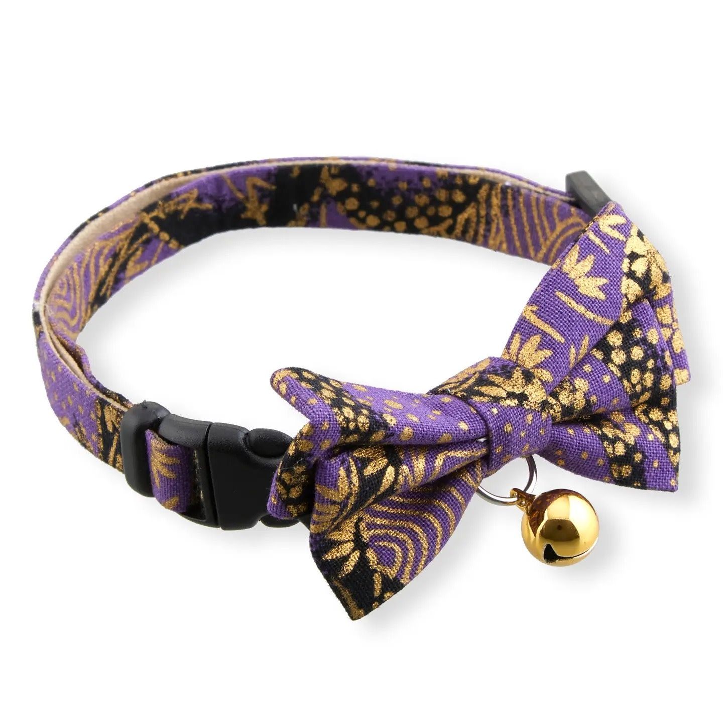 NECOICHI GILDED BOW TIE CAT COLLAR PURPLE