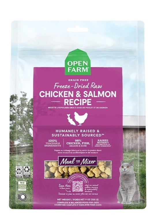 OPEN FARM CAT FREEZE DRIED MORSELS CHICKEN AND SALMON 3.5OZ