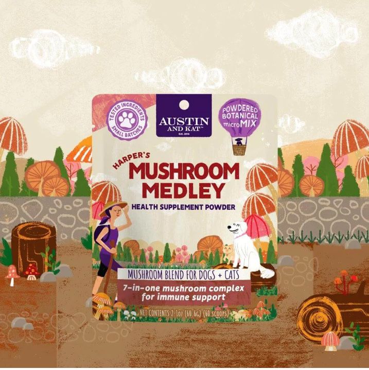 AUSTIN &amp; KAT DOG TOPPER HARPER&#39;S MUSHROOM MEDLEY 60G