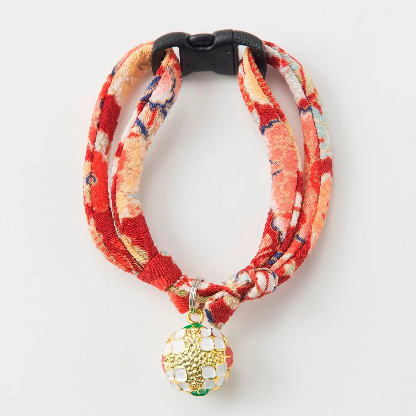 NECOICHI CHIRIMEN TEMARI DYNASTY CAT COLLAR RED