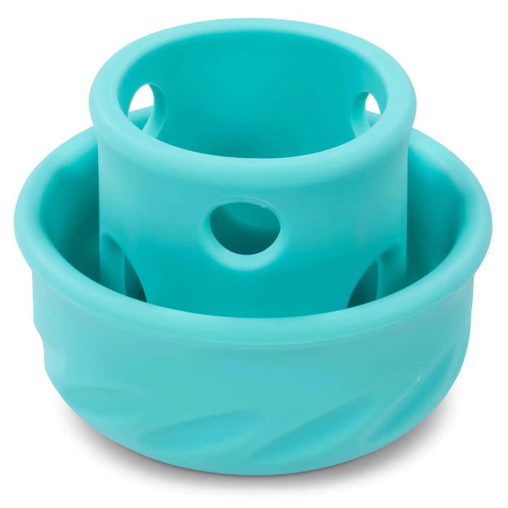 MESSY MUTTS  PUZZLE N PLAY MUSHROOM FEEDER TEAL SM