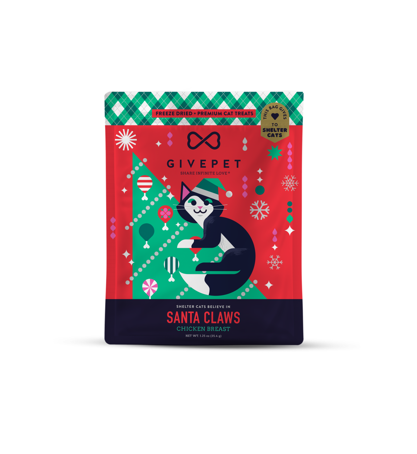 GIVEPET SANTA CLAWS FREEZE DRIED CAT TREATS 1.25 OZ