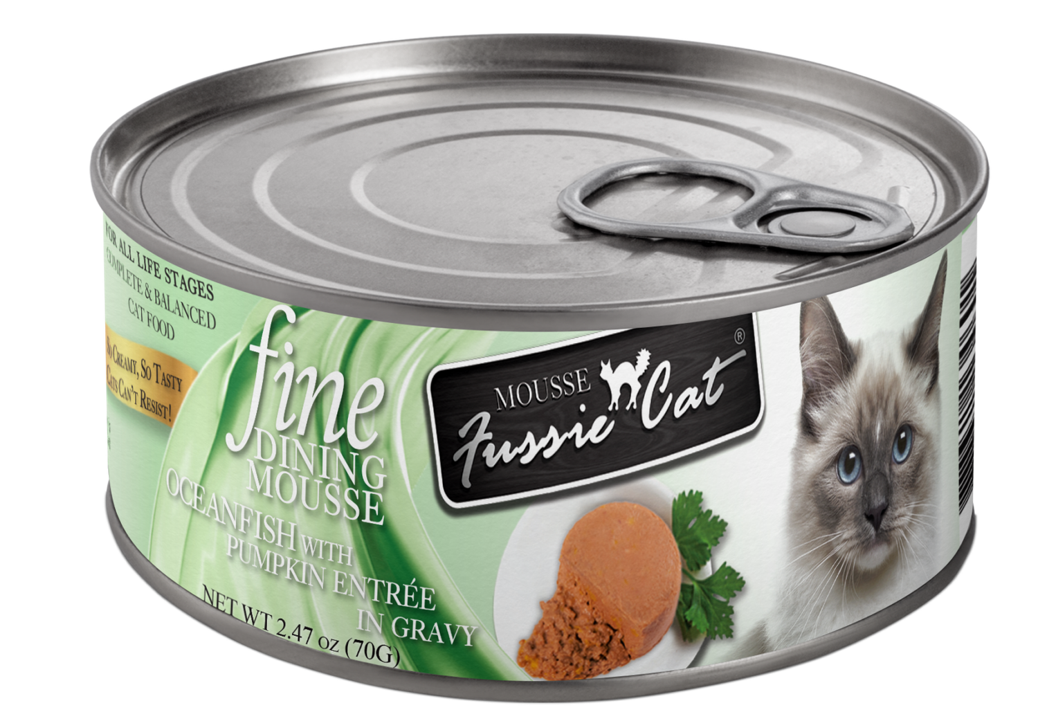 FUSSIE CAT FINE DINING MOUSSE OCEAN FISH PUMPKIN 2.47OZ
