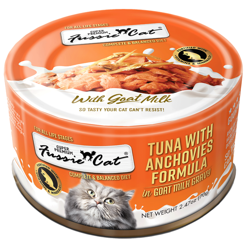 FUSSIE CAT TUNA ANCHOVY GOAT MILK 2.47OZ